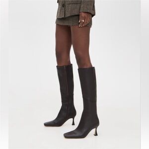 Tony Bianco Fantasy Square Toe Heeled Boots in chocolate nappa leather